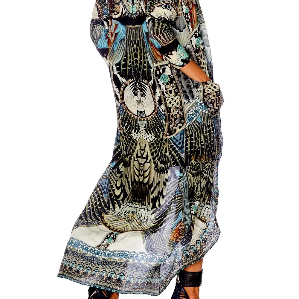 Camilla Franks, Long Casual Jacket, Girl on a Wing, 100% Silk, OS - Picture 3 of 9